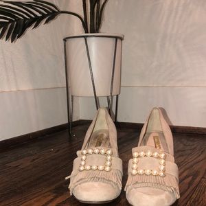 Adorable Suede and Pearl Pumps